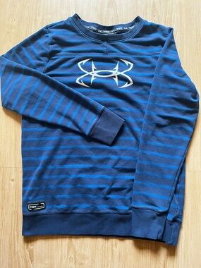 Under Armour x fish Blue Striped Crewneck Sweatshirt sportswear size medium